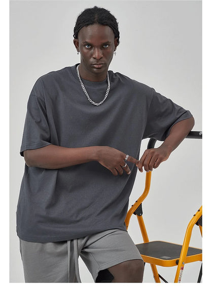 ZODF 2025 Spring Summer Men Solid 100% Cotton T-Shirts Unisex Women Loose 230gsm Noshrink Basic T Shirt Brand Tops HY0151