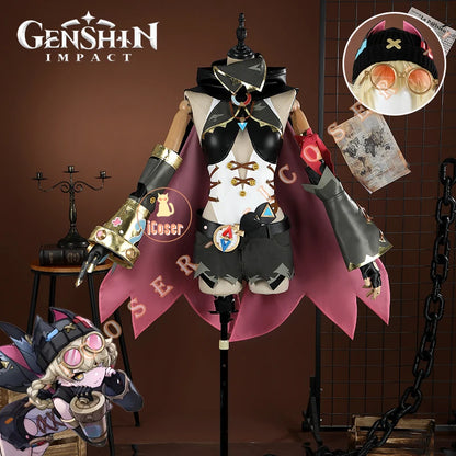 Genshin Impact Jahoda Cosplay Costume Wig Uniform Cloak Hat Glasses Headwear Outfit Halloween Party for Women Girls Props iCoser