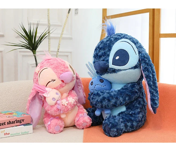 30/85cm Lilo and Stitch Disney Plush Toys Pink Kawaii Scrump Anime Cartoon Plushie Sakura Stich Dolls Soft Stuffed Gift for Kids