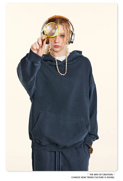 ZODF Retro Autumn Winter Washed Cotton Hoodies Unisex Loose 380gsm Knitted Sport Hooded Pullovers Brand Clothes HY0884