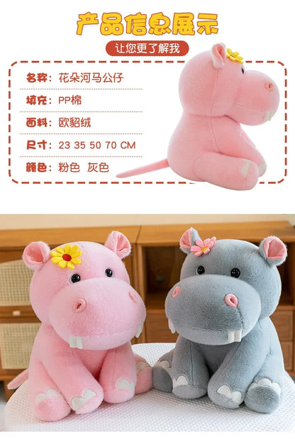 New 55cm Large Size Hippo Plush Toy Fluffty Kawaii Plushie Doll Simulation Hippo Doll Anime Cute Stuffed Animals Soft Plush Gift