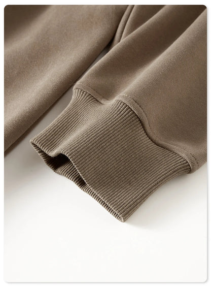 ZODF New Winter Men Zipper Fleece Hoodies Unisex Loose Heavy Weight Thick Warm Basic 420gsm Hooded Coats Hoodie HY0747