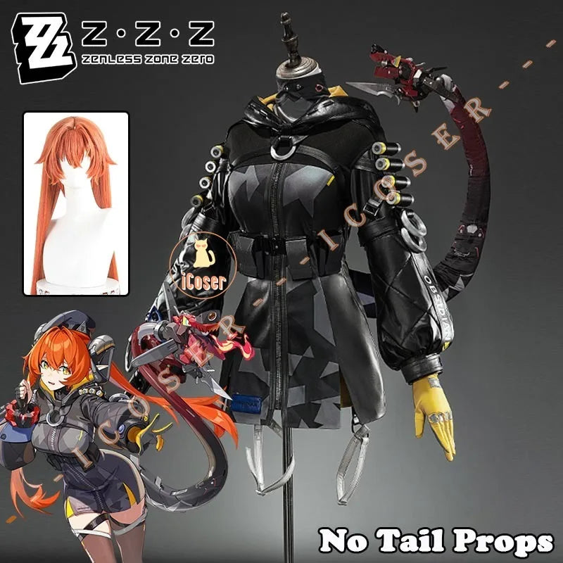 Zenless Zone Zero Orphie Cosplay Costume Wig Uniform Hat Headwear Ear Obol Squad Halloween Party for Women Girls Carnival iCoser