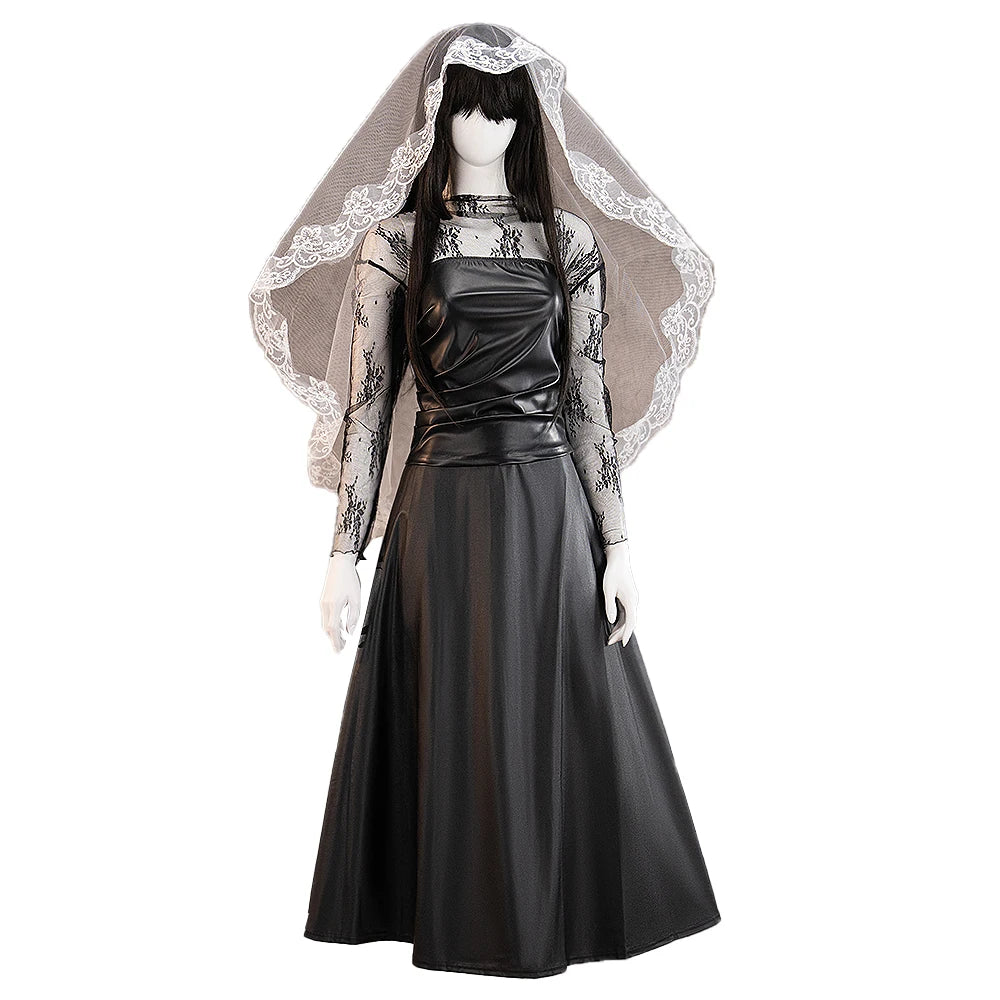 Osaragi Cosplay Custome Anime DokiDoki-R Women Black Long Dress Costume Ms.Osaragi Cosplay Headdress