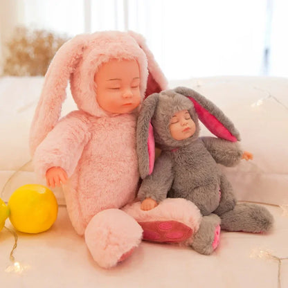Lifelike Reborn Baby Dolls Soft Body Realistic Newborn Dolls Sleeping Girl Dolls Stuffed Toy Easter Stuffed Animal Bunny Rabbit