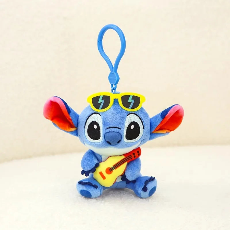 Disney Toy Story Stitch Kawaii Plush Toys Guitar Cartoon Stuffed Anime Bag Keychain Pendant Car Keyring Birthday Christmas Gifts