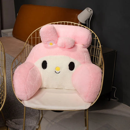 Sanrio Comfortable Back Cushion With Headrest Cinnamoroll My Melody Kuromi Cushion Lumbar Support Chair Sofa Bed Washable Gifts