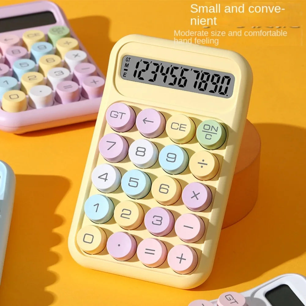 Keyboard Calculator Office 10-digit Mechanical Buttons Calculator Cute Candy Color School Supplies Students/Finance Stationery