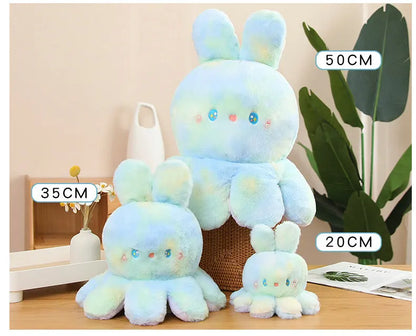 Kawaii Plush Flip Rainbow Cosplay Bunny Octopus Plush Toy Double Side Reversable Rabbit Plushie Peluche Doll  Cuddly Doll