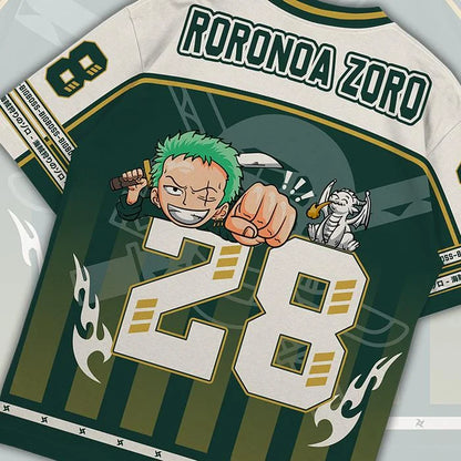 28 Jersey One Piece Roronoa Zoro Anime Y2k Korean Style Baseball Hockey T-shirt Fashion Streetwear Anime Daily Unisex Tops Tees