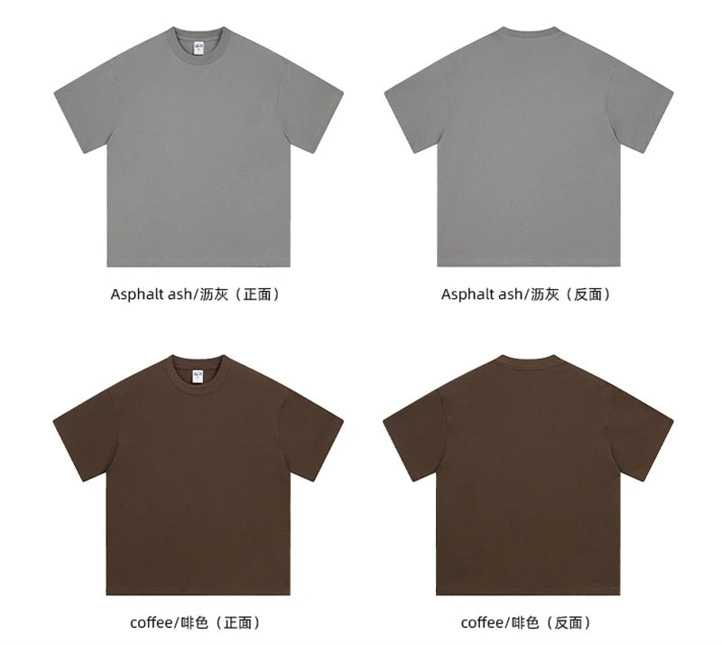 ZODF New Men Summer Boxy 275gsm Cotton T-Shirts Retro Unisex Oversized Short Version Basic T Shirt Brand Tees HY1070
