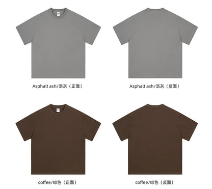 ZODF New Men Summer Boxy 275gsm Cotton T-Shirts Retro Unisex Oversized Short Version Basic T Shirt Brand Tees HY1070