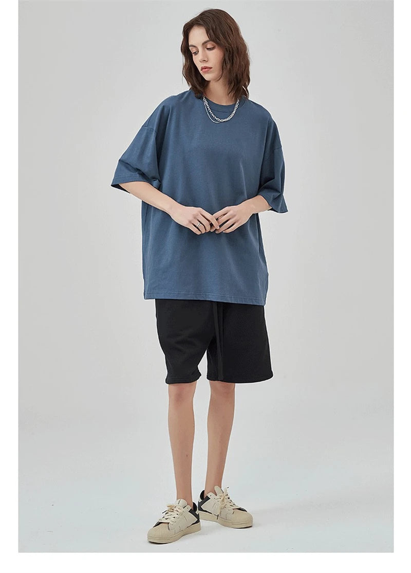 ZODF 2025 Spring Summer Men Solid 100% Cotton T-Shirts Unisex Women Loose 230gsm Noshrink Basic T Shirt Brand Tops HY0151