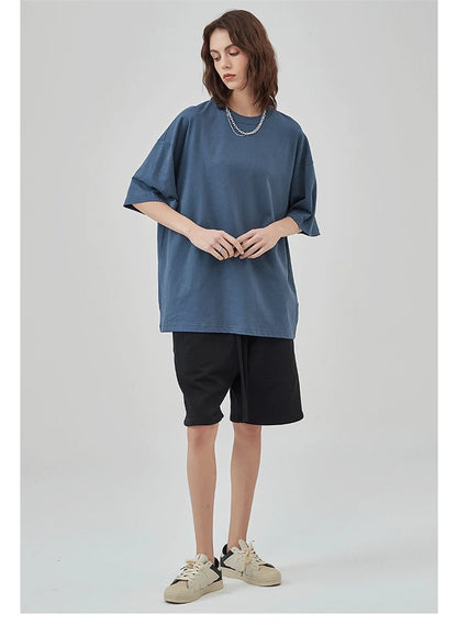 ZODF 2025 Spring Summer Men Solid 100% Cotton T-Shirts Unisex Women Loose 230gsm Noshrink Basic T Shirt Brand Tops HY0151