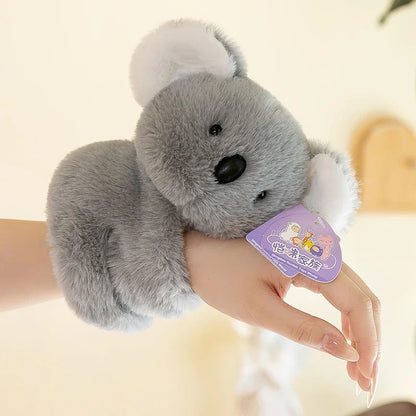 Baby Raccoon Koala Pop Ring Plush Toy Capibala Pat Bracelet Doll Soft Stuffed Animal Cushion Christmas Gifts for Kids and Girls