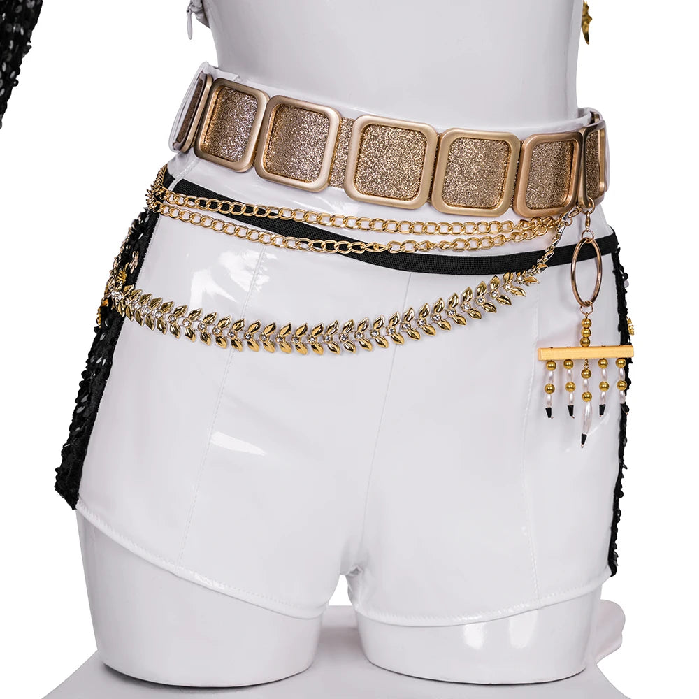 KPop Demon Hunters Rumi Cosplay Costume Black Gold Stage Costume Uniform Huntrix Performance Outfit Halloween Party Women Girls