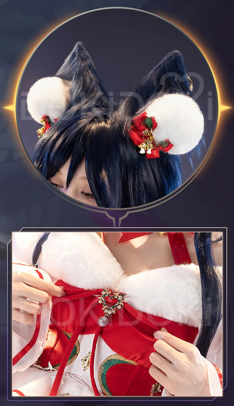 Ahrii Doujin Cosplay Costume Game Cosplay【S-3XL】DokiDoki-R Ahrii Red Dress Christmas Cosplay Women Costume Plus Size