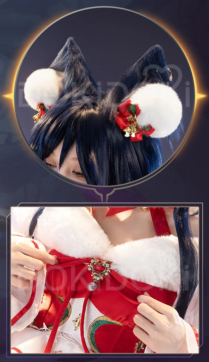 Ahrii Doujin Cosplay Costume Game Cosplay【S-3XL】DokiDoki-R Ahrii Red Dress Christmas Cosplay Women Costume Plus Size