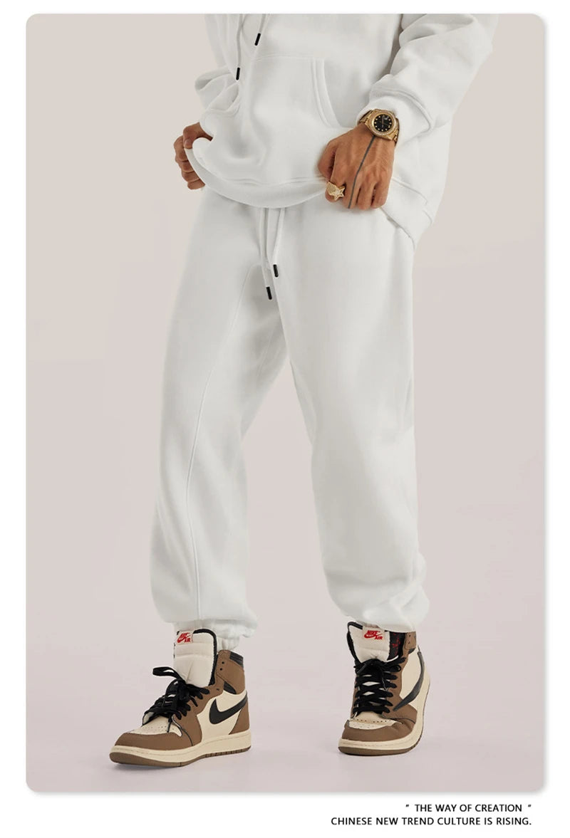 ZODF Unisex 345gsm Fleece Sweatpants Loose Fit Retro Hip Hop Winter Joggers HY0005
