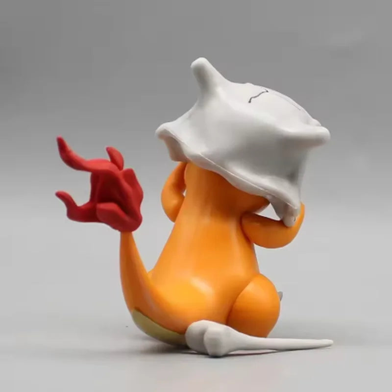 Charmander Wear A Cubone Helmet Anime Figure Model Gk Statue Boys Collection Desktop Decoration Ornament Toys Gifts
