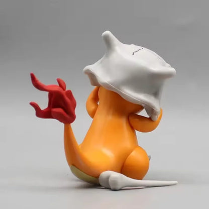 Charmander Wear A Cubone Helmet Anime Figure Model Gk Statue Boys Collection Desktop Decoration Ornament Toys Gifts