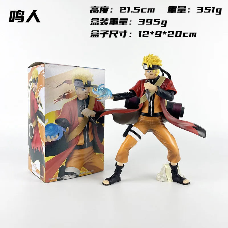 22CM Anime Naruto Uzumaki Naruto Sage Mode Rasengan Battle Form Model Uchiha Sasuke Toy Gift Collection Aciton Figure Kakashi