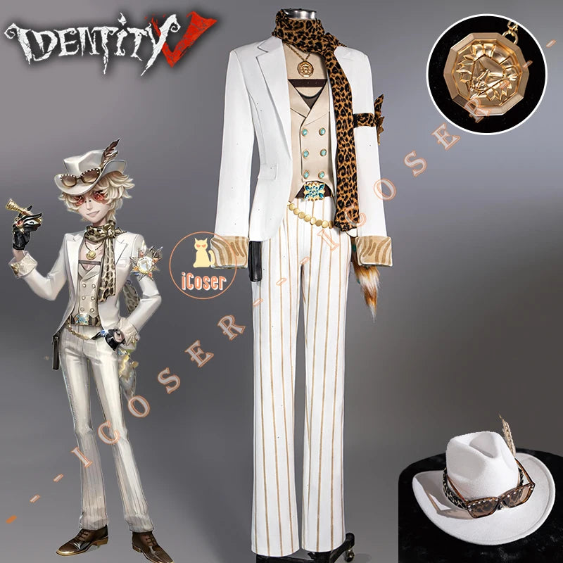 Identity V Prospector Cosplay Costume Wig Norton Campbell Uniform Hat Glasses Gambler in The Spotlight Halloween Women Men Props