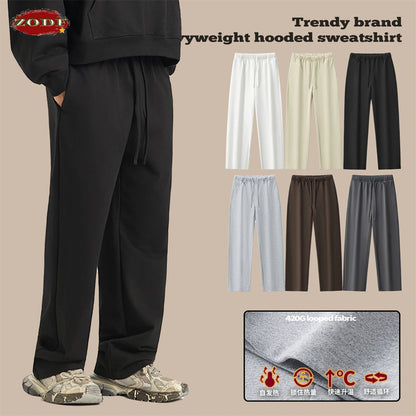 ZODF 2025 Winter Man Basic 420gsm Straight Pants Unisex Loose Clean Fit Sport Trousers Brand Streetwears HY0061