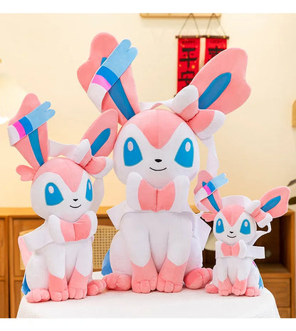 25/75cm Sylveon Pokemon Plush Toys Large Anime Doll Pillow Cartoon Eevee Pokémon Plushie Kawaii Stuffed Gift for Kids Birthday
