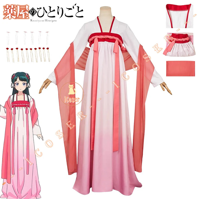 iCoser Anime The Apothecary Diaries Maomao Cosplay Costume Red Pink Dress Kusuriya No Hitorigoto Halloween Party for Women Girls