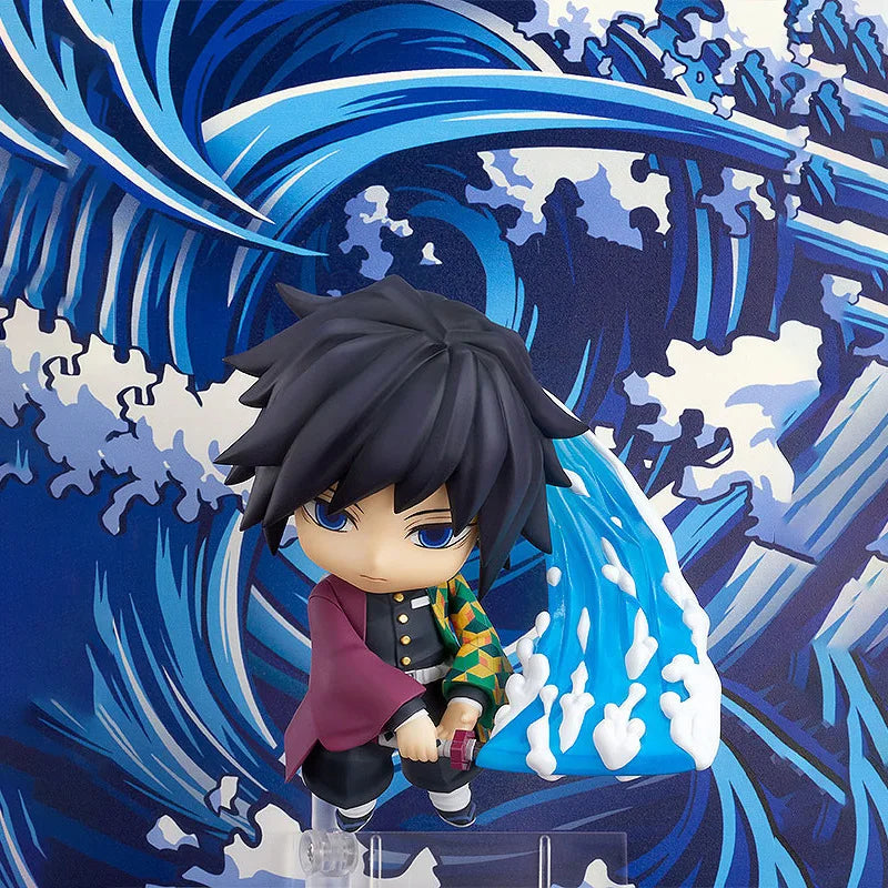 10CM Anime Demon Slayer Kimetsu No Yaiba Tomioka Giyuu Action Figures Q Version PVC Joint replaceable Figure Model Toy Gift
