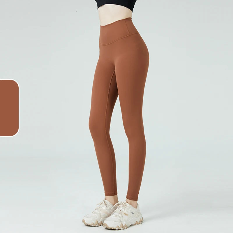 The Codex Seamless Yoga Leggings for Women – Athletic Gym Workout Fitness Pants Tights - Baked Brown / XL
