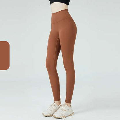 The Codex Seamless Yoga Leggings for Women – Athletic Gym Workout Fitness Pants Tights - Baked Brown / XL