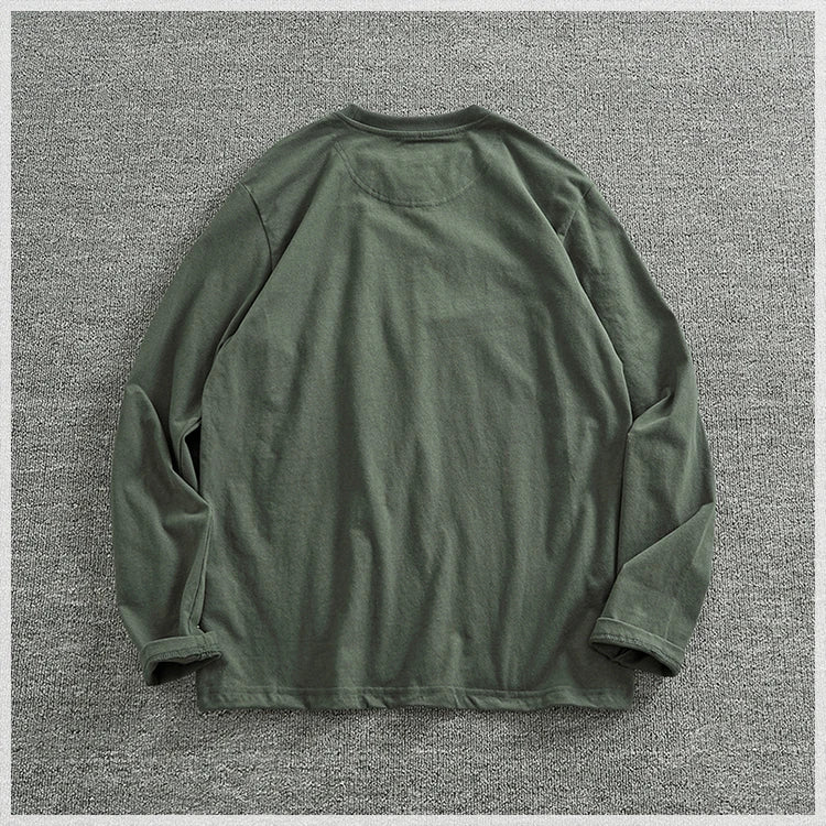 Autumn New American Retro Long-sleeved O-neck Letter Printed T-shirt Men's Fashion Simple 100% Cotton Washed Casual Sport Tops