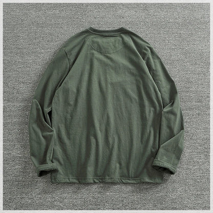 Autumn New American Retro Long-sleeved O-neck Letter Printed T-shirt Men's Fashion Simple 100% Cotton Washed Casual Sport Tops