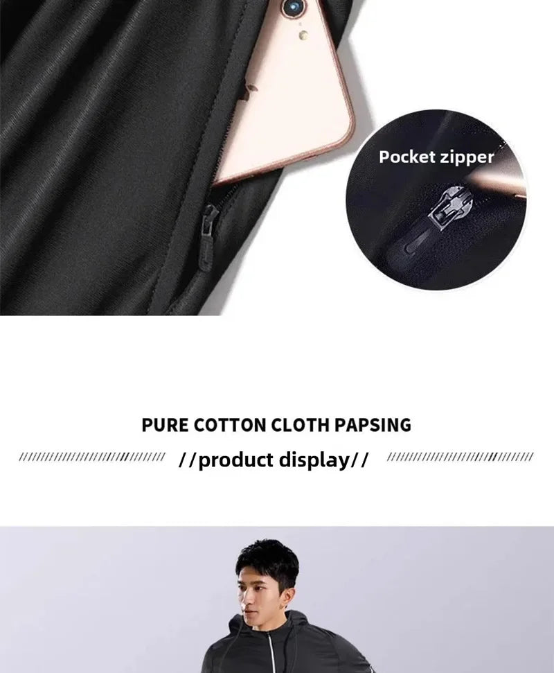 Men’s Sports Suits Fitness Clothes Tight-Fitting Quick-Drying Running Cycling Training Apparel for Autumn Night Workouts