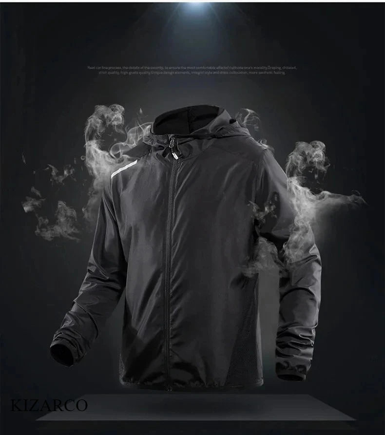 2025 Running Jacket Autumn Reflective Hooded Gradient Color Sportswear Breathable Men and Women Jogging Coat