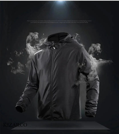 2025 Running Jacket Autumn Reflective Hooded Gradient Color Sportswear Breathable Men and Women Jogging Coat