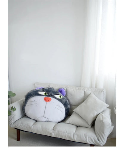 Disney Lucifer Cat Headrest Back Cushion For Car Seat Safety Belt Cover Huggable Pillow Stuffed Animal Grey Cat Plushies Gifts