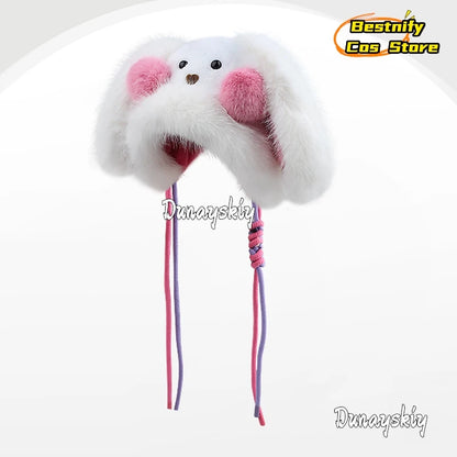 Bestnify Cos Fluffy Blusher Rabbit Plush Hat 54-58CM Polyester - A1 / China Mainland