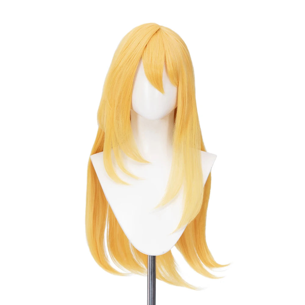 Dark Magician Girl Cosplay Wig Anime DokiDoki Women 60cm Golden Long Cosplay Wig Free Cap Halloween Cosplay