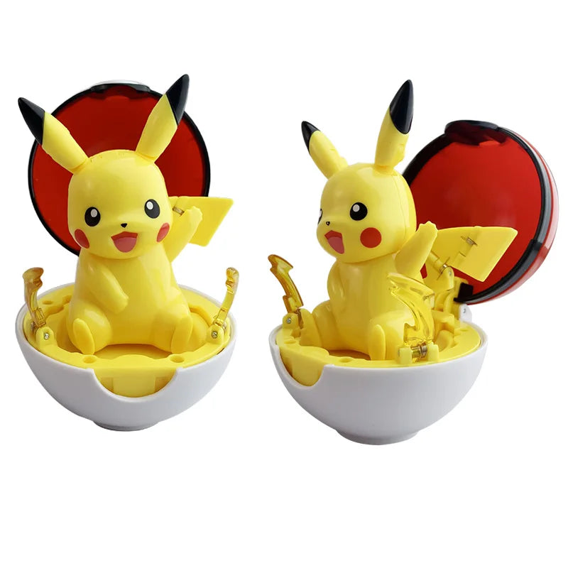 Original Pokemon Figure Pikachu Piplup Cubone Mimikyu Jigglypuff Cute Anime Ornament Pokeball Deforme Figurine Children Toy Gift
