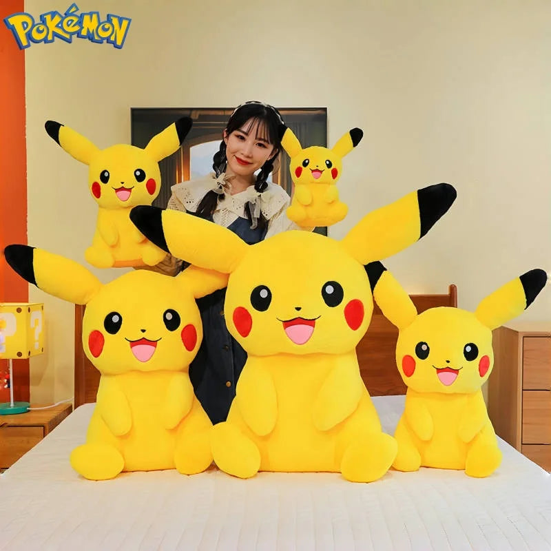30/45/60/75CM Pokémon Short Fur Pikachu Plush Pet Pocket Monster Kawaii Cartoon Animal Comfortable Soft Doll Children Toy Gift
