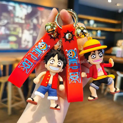 New Anime One Piece Dragon Ball Keychain Luffy Sauron Nami Chopper Silicone Cute Car Keyring Pendant Birthday Kids Toys Gifts