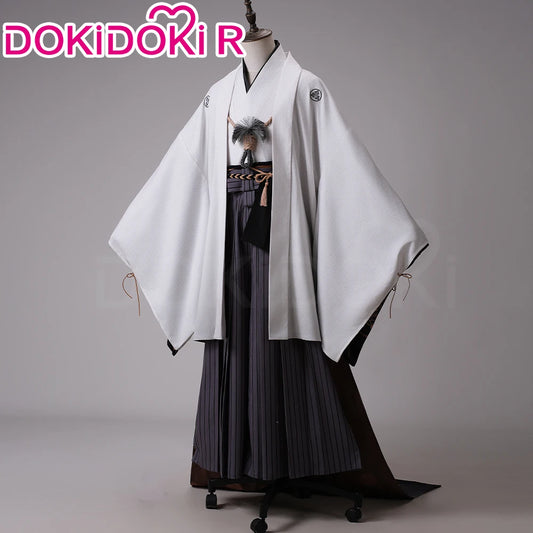 Kotoyuki Tsuneki Cosplay Costume Game【S-2XL】DokiDoki-R Men White Black Kimono Fox Mask Cosplay Suits Plus Size