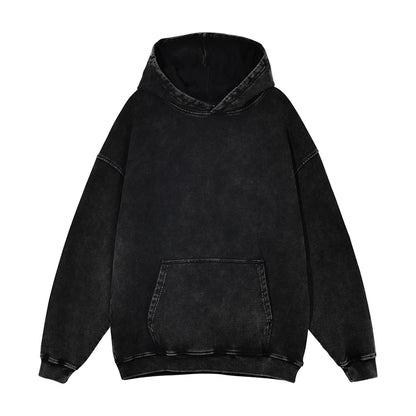ZODF Autumn Winter Men 420gsm Heavyweight Washed Cotton Hoodie Streetwear Sweatshirt HY0307 - black / XXL / China