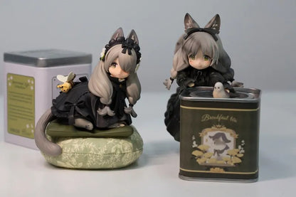 12cm Tea Party Cat Anime Figure Q Version Kawaii Tea Time Cats Tea Pot Cat Action Figure Collection Model Japanese Dolls Hobbies