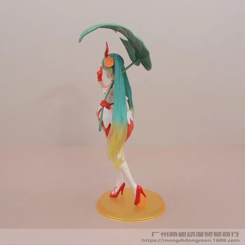 23CM Hatsune Miku Japanese Virtual Idol Singer Anime Figure Thumbelina Green Dress Girl Model Toy Gift PVC Collection Ornaments