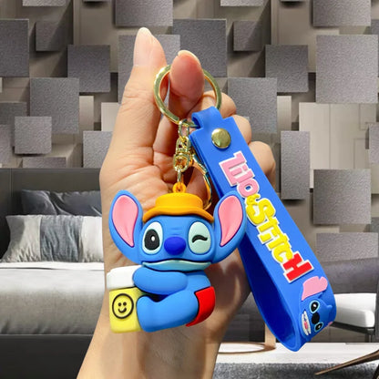 Wholesale Anime Disney Keychain Mickey Mouse Minnie Lilo & Stitch Cute Doll Keyring Ornament Key Chain Pendant Kids Toys Gifts
