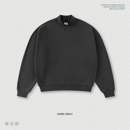 ZODF New Winter Man 345gsm Loose Fit Fleece Sweatshirt Unisex Cusual Boxy Warm Half Turtleneck Pullovers HY1181